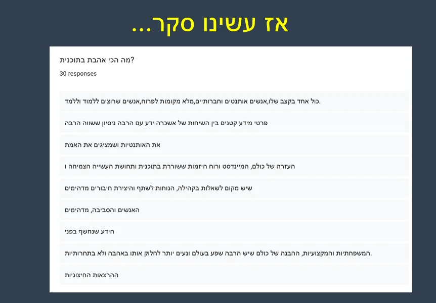 חלק מסדר שעשינו שביעות רצון שוטף